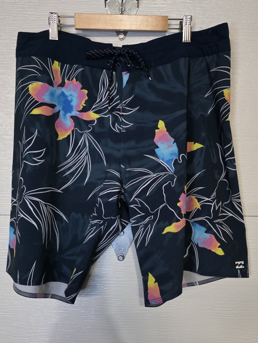 Billabong Blue Board Shorts with Pink and Yellow Floral Print